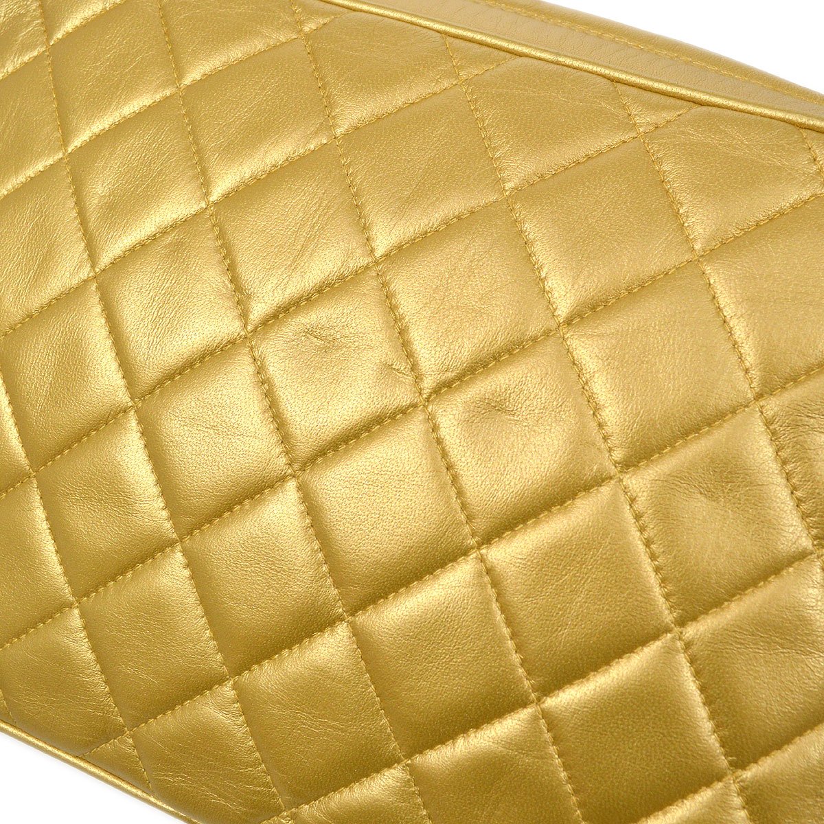 CHANEL 1991-1994 Gold Lambskin Quilted Pocket Camera Bag