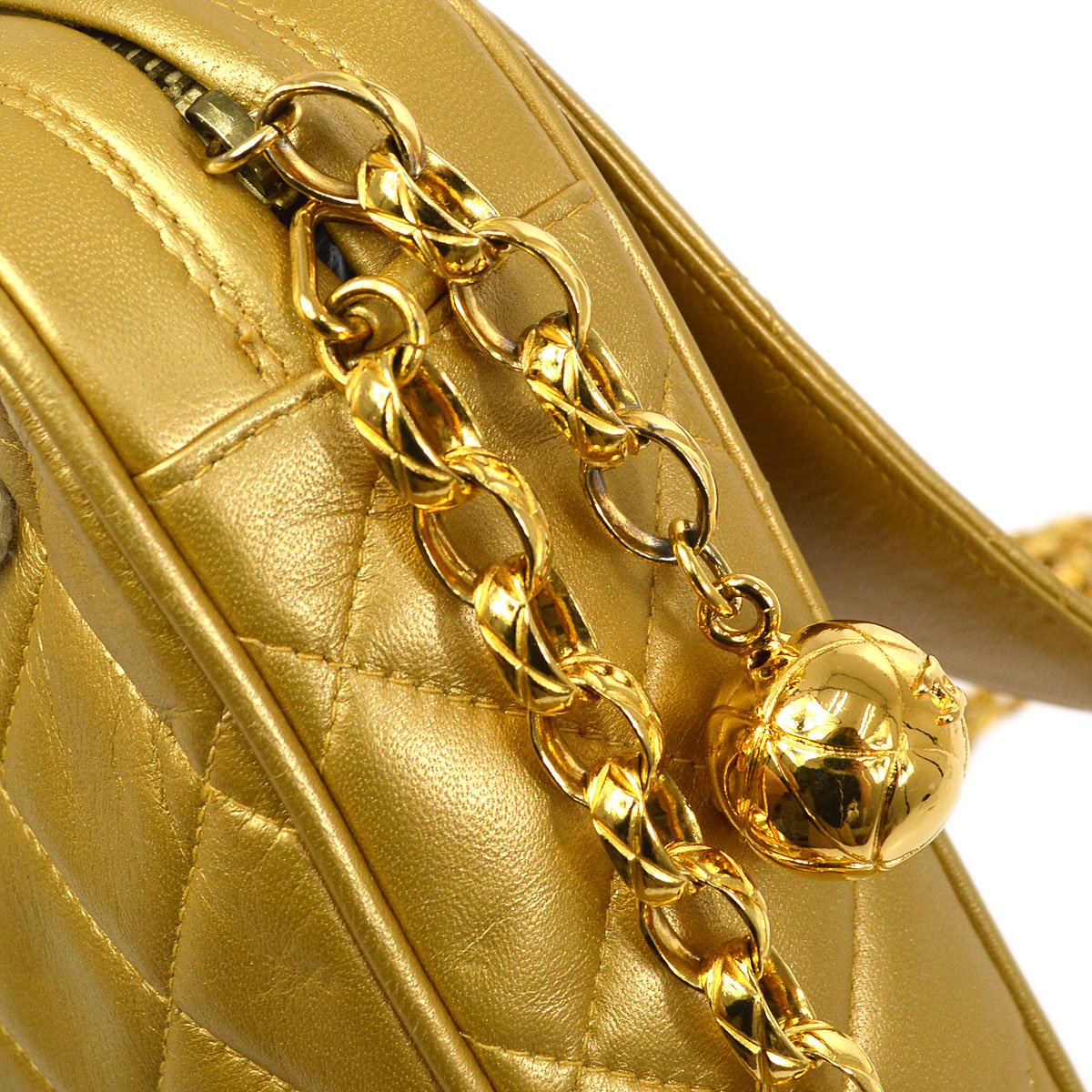 CHANEL 1991-1994 Gold Lambskin Quilted Pocket Camera Bag