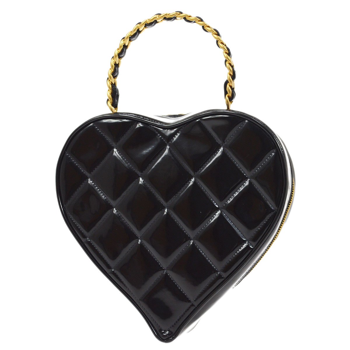 CHANEL  Black Patent Leather Heart vanity bag 92930