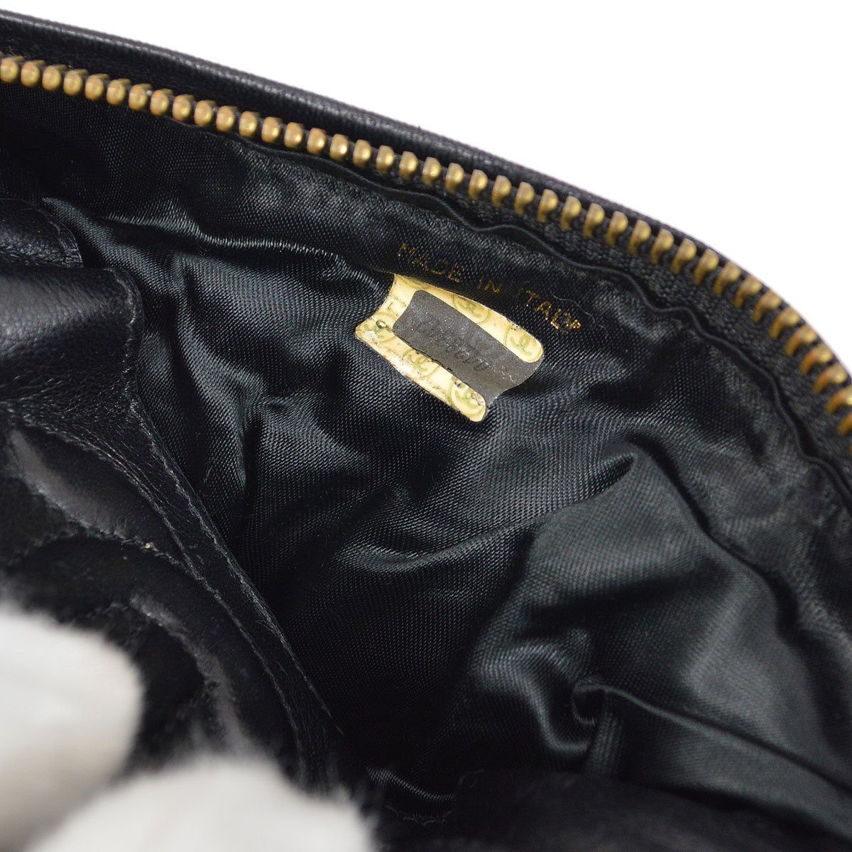 CHANEL 1986-1988 Fringe Hand Warmer Clutch Bag Black Velvet A41396h