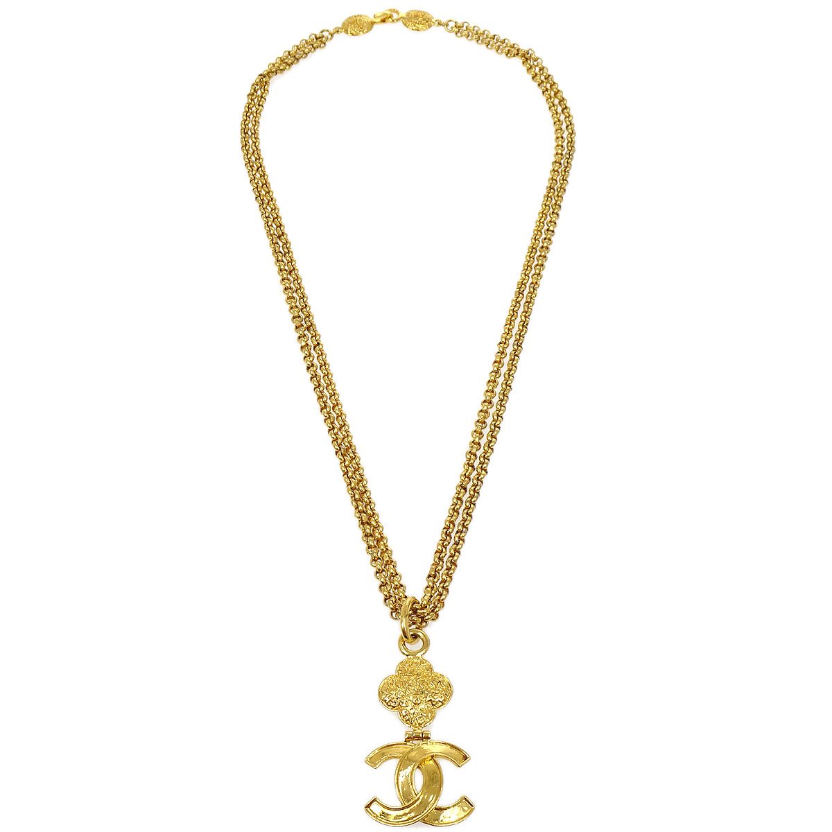 CHANEL 1995 Gold CC Pendant Necklace 41501