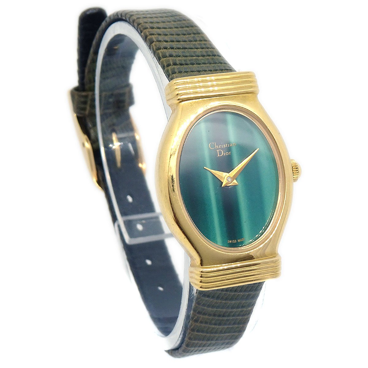 Christian Dior 3009 Ladies Quartz Watch Gold Green 05418