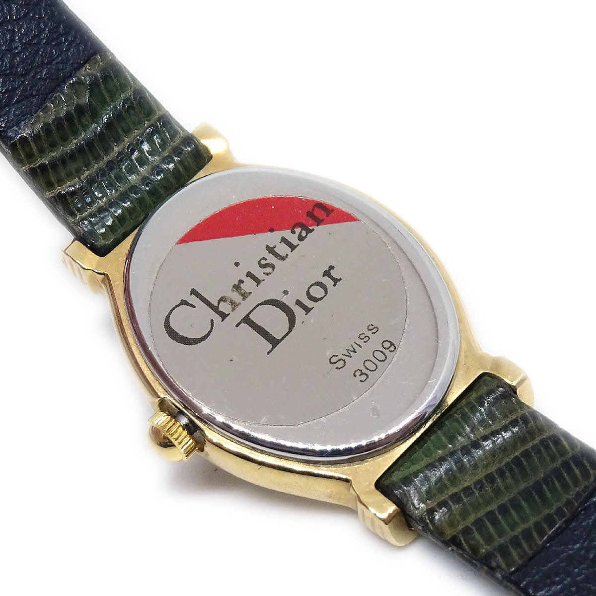 Christian Dior 3009 Ladies Quartz Watch Gold Green 05418