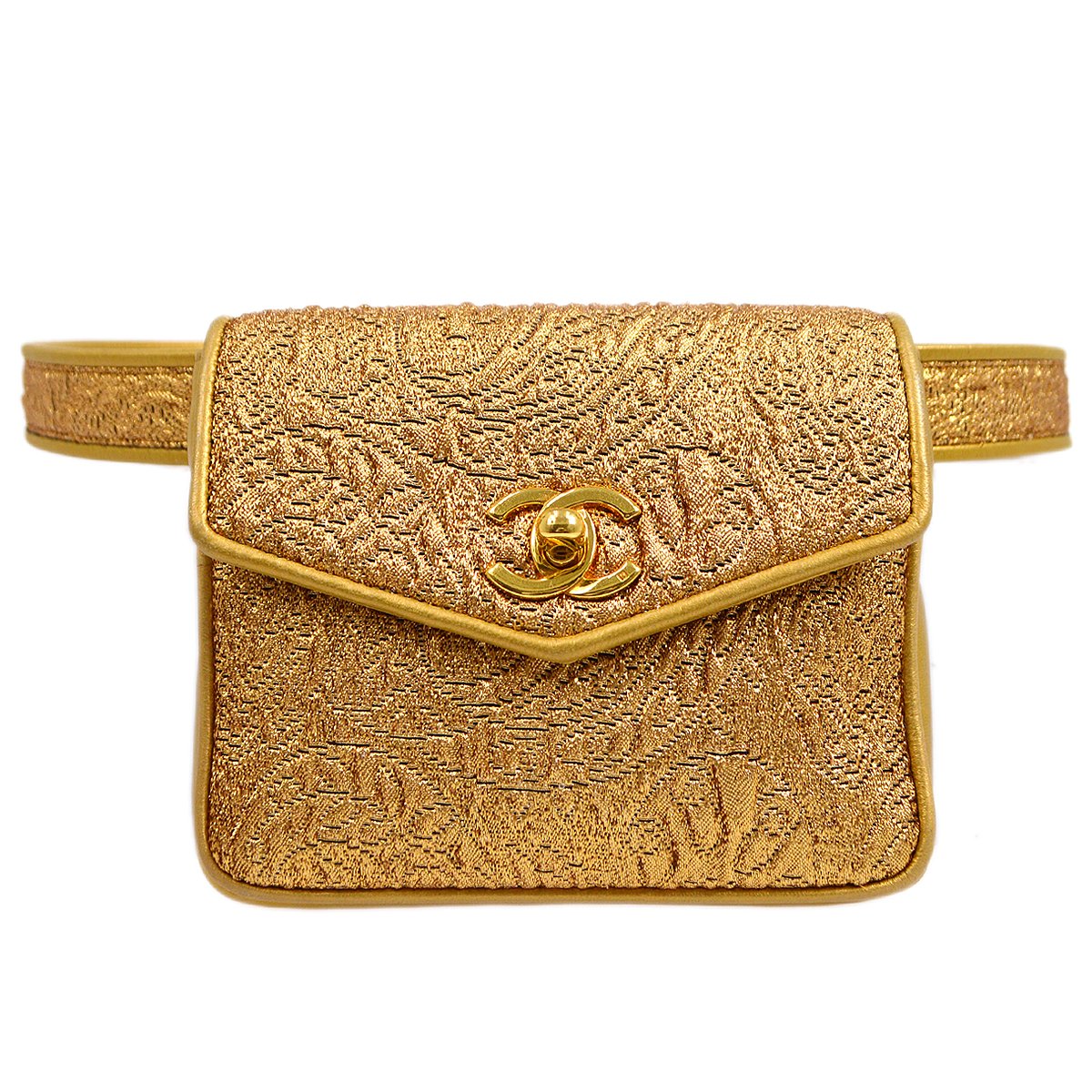 CHANEL 1991-1994 Nishijin-ori BUM Belt Bag Gold