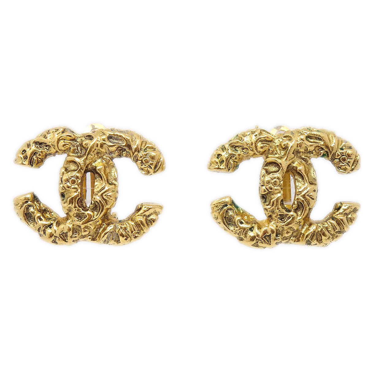 CHANEL★ 1993 CC Logos Earrings Clip-On Gold Small 21183