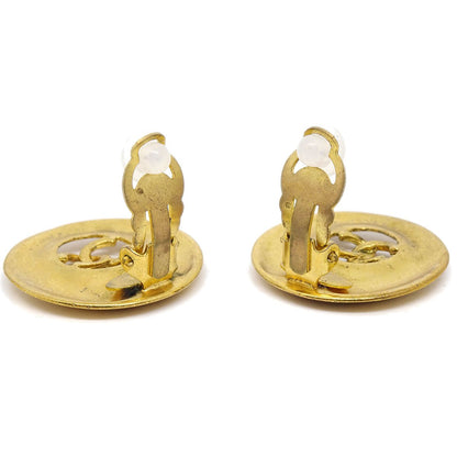 CHANEL 1993 CC Cutout Earrings Gold Clip-On AK38187e