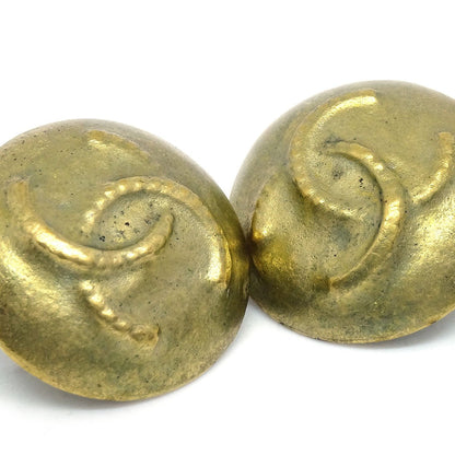 CHANEL 1995 Button Earrings Gold Clip-On AK38188j