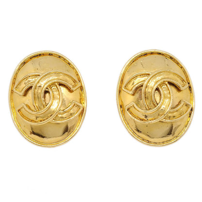 CHANEL 1994 Oval Earrings Gold Small AK38337d