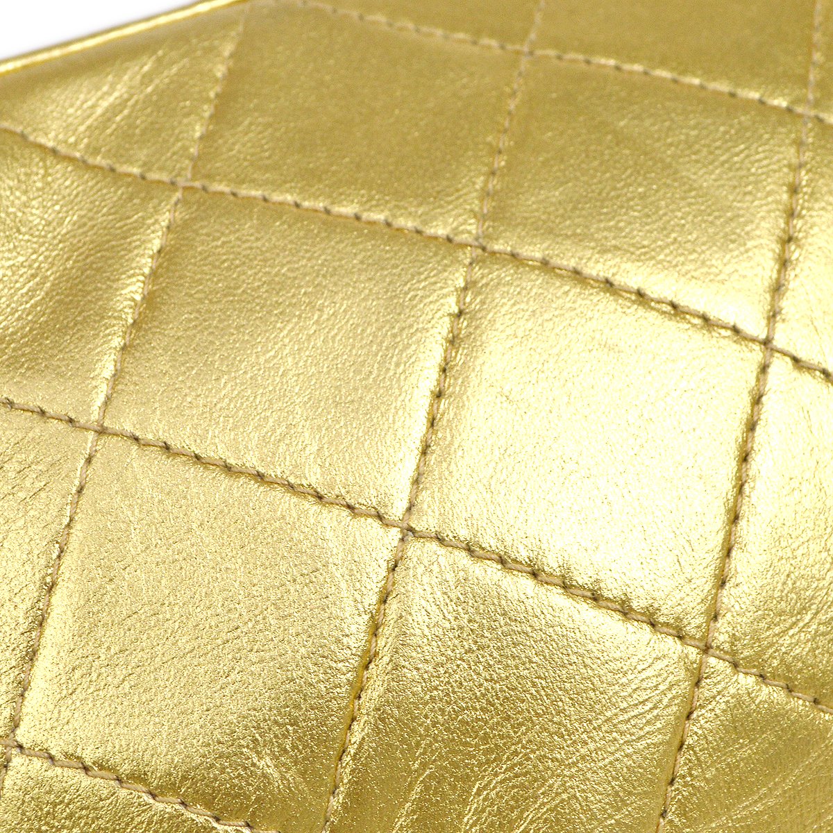 CHANEL 1989-1991 Gold Lambskin Quilted Pochette JT07220c