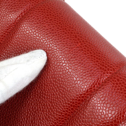 CHANEL 1991-1994 Red Caviar Skin Vertical Classic Flap Jumbo 10109