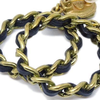 CHANEL★ 1994 Clover Chain Hoop Earrings Clip-On Gold 00109