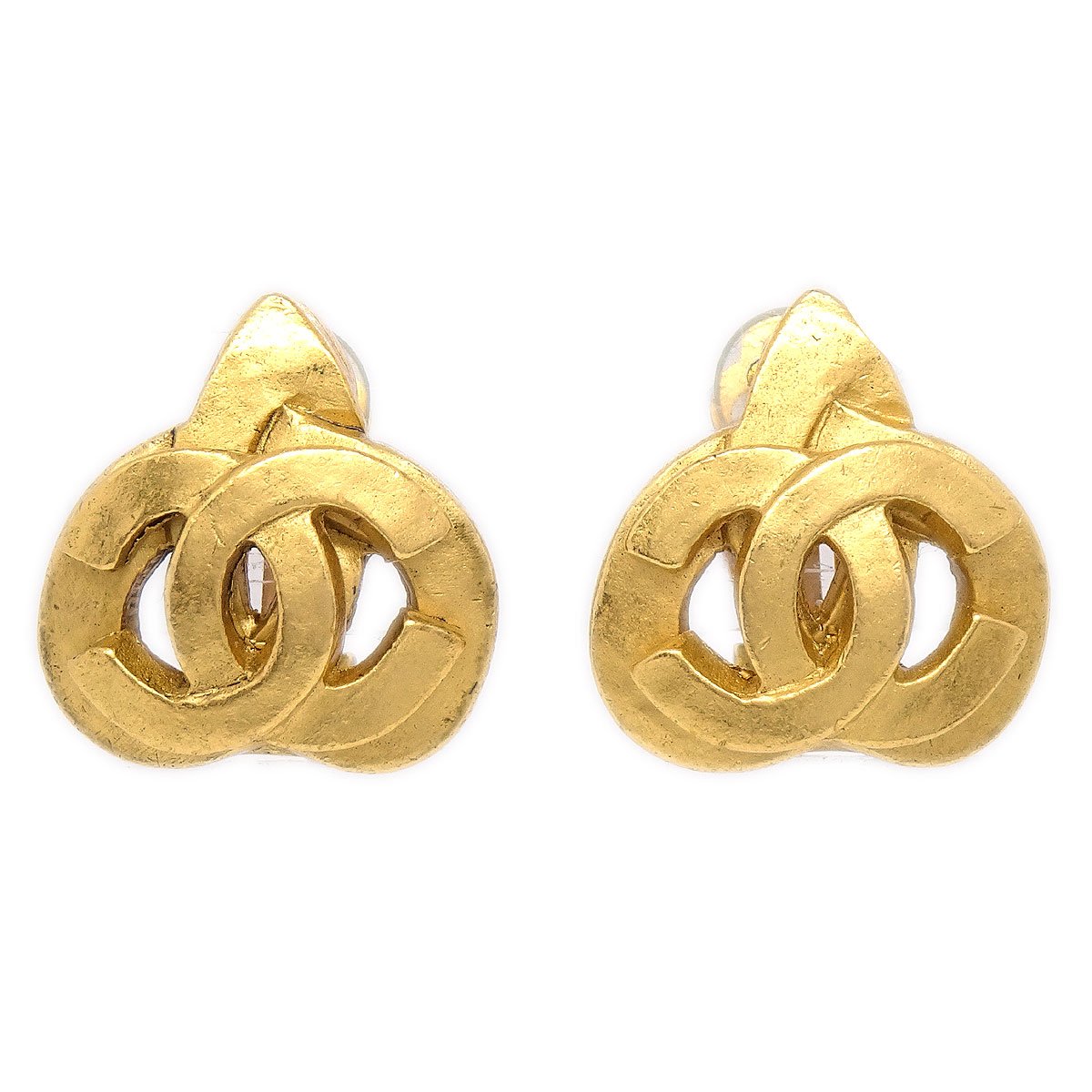 CHANEL 1997 Heart Earrings Gold Small 03494