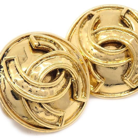 CHANEL Button Earrings Gold 94P 03498