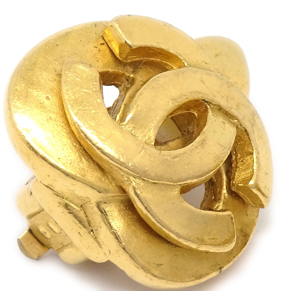 CHANEL 1997 Heart Earrings Gold Small 03500