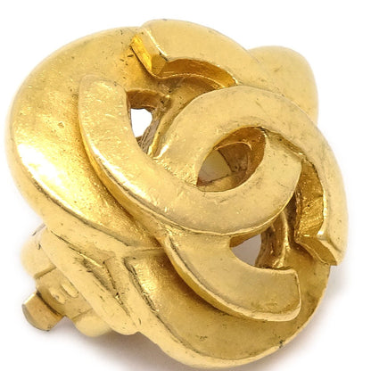 CHANEL 1997 Heart Earrings Gold Small 03500