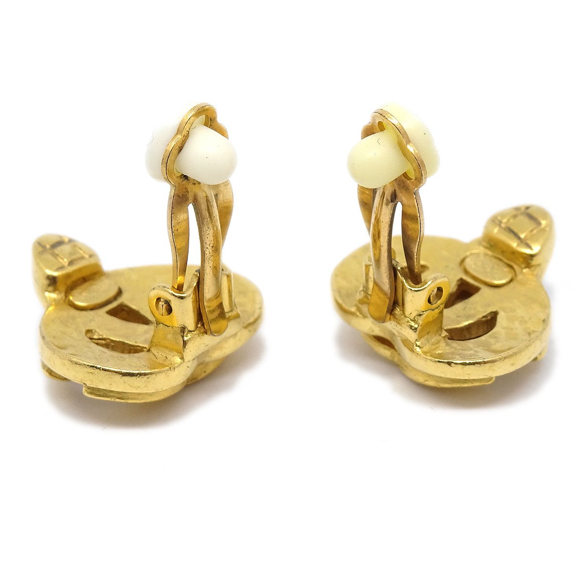 CHANEL 1997 Heart Earrings Gold Small 03500