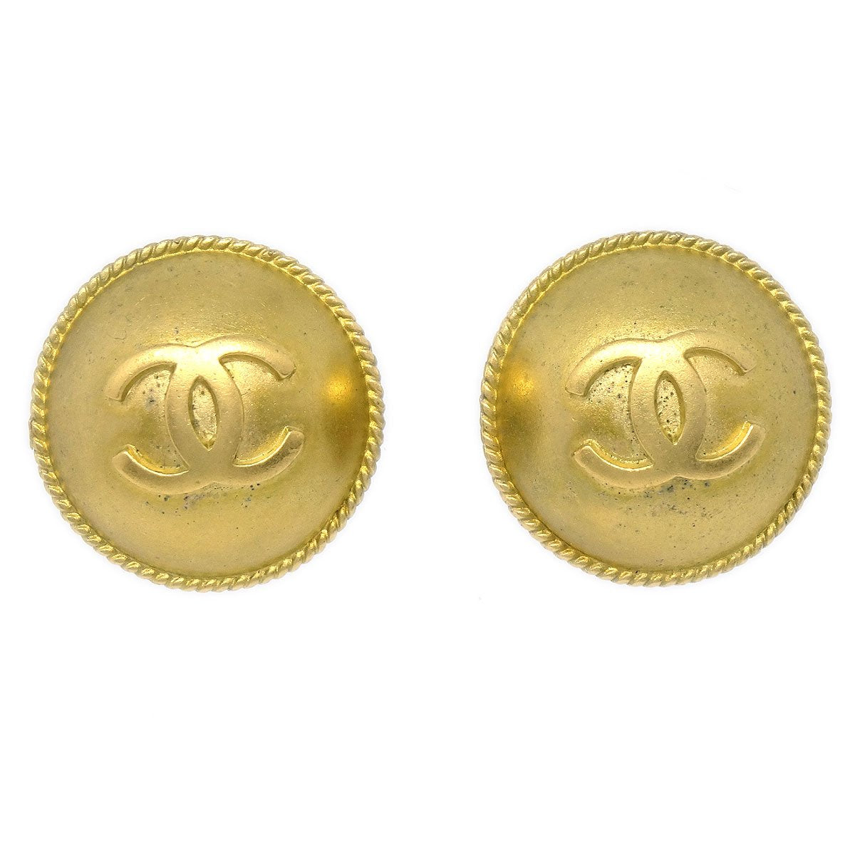 CHANEL 1995 Gold Rope Edge Earrings 03511