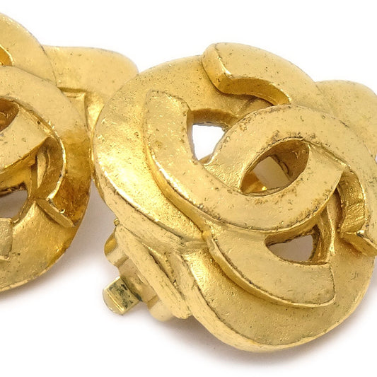 CHANEL 1997 Heart Earrings Gold Small 03520