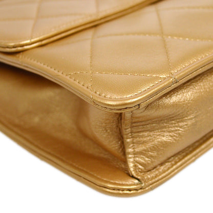 CHANEL 1991-1994 Gold Lambskin Straight Flap Mini RK14247d