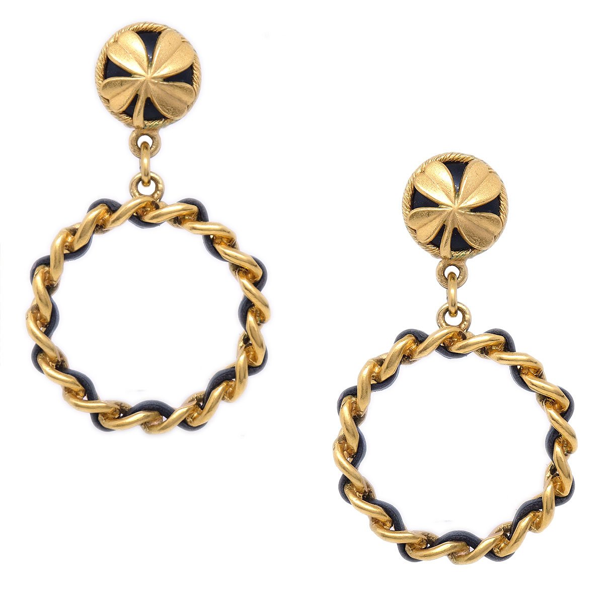 CHANEL 1994 Hoop Shaking Earrings Clip-On Gold 01399