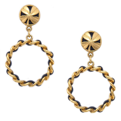 CHANEL 1994 Hoop Shaking Earrings Clip-On Gold 01399