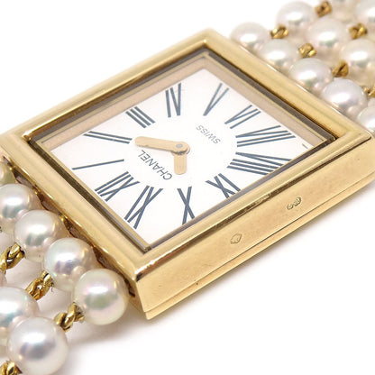 CHANEL 1989 Mademoiselle Watch Pearl 18KYG #L G03836i