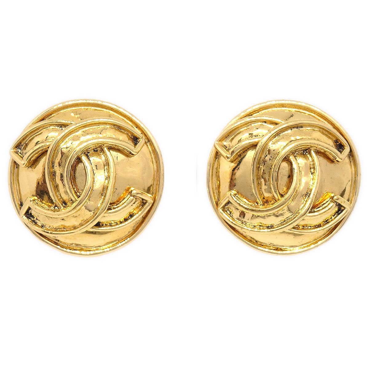 CHANEL Button Earrings Gold 94P AK38399i