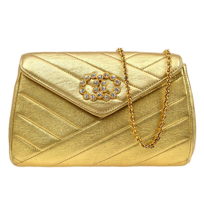 CHANEL 1991-1994 Christal & Gold CC Diagonal Evening Bag 06269