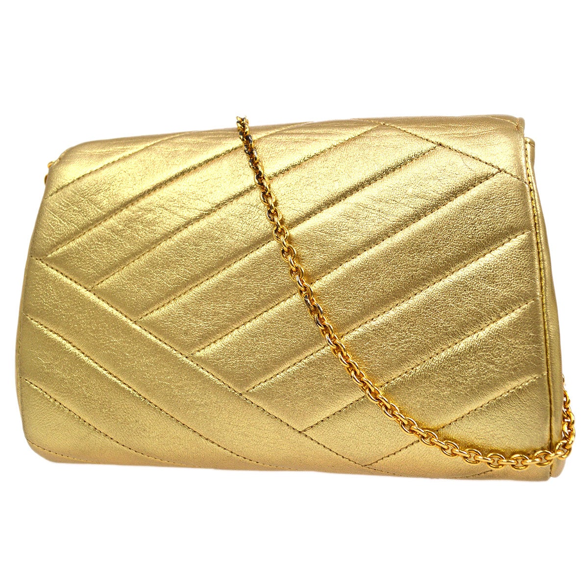 CHANEL 1991-1994 Christal & Gold CC Diagonal Evening Bag 06269