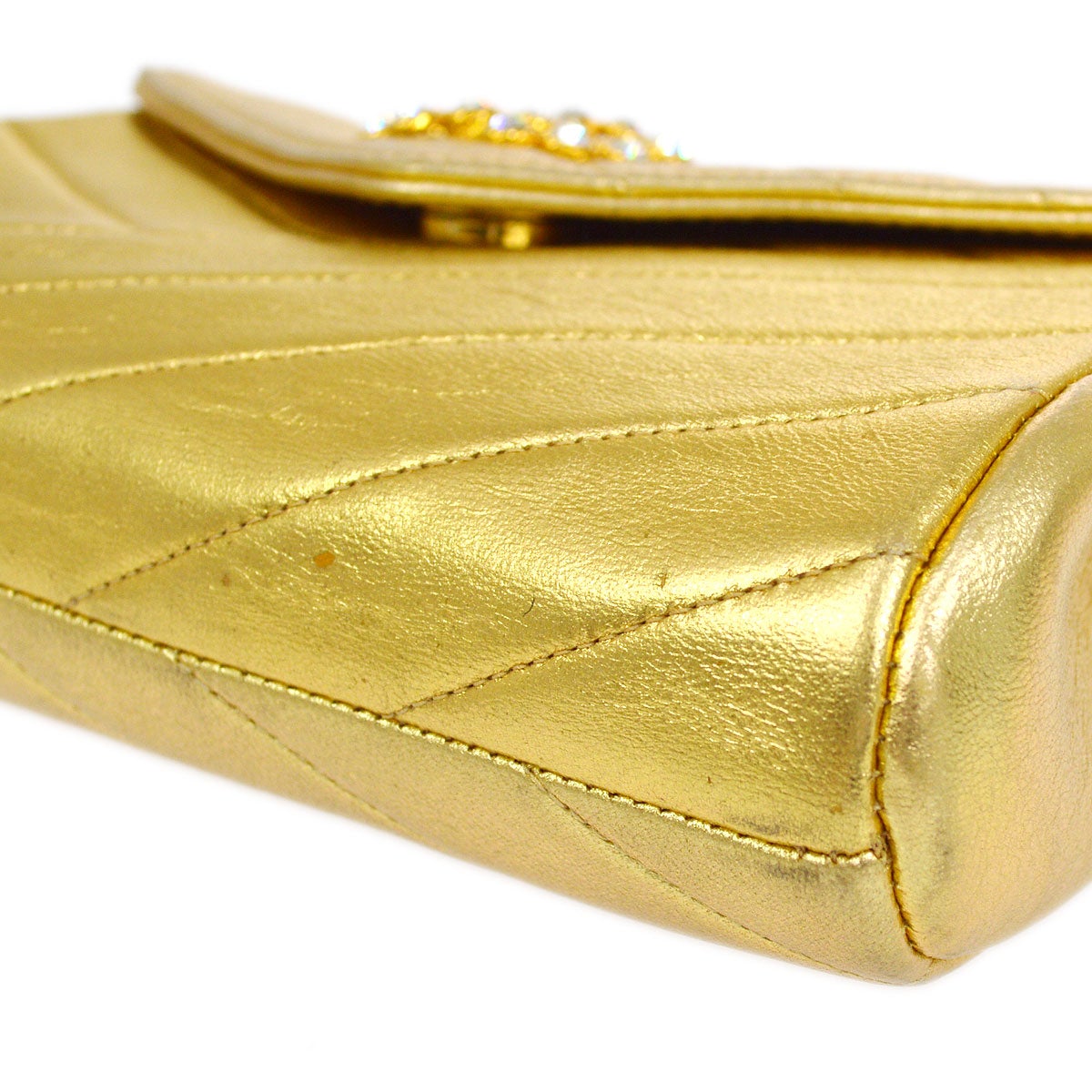 CHANEL 1991-1994 Christal & Gold CC Diagonal Evening Bag 06269