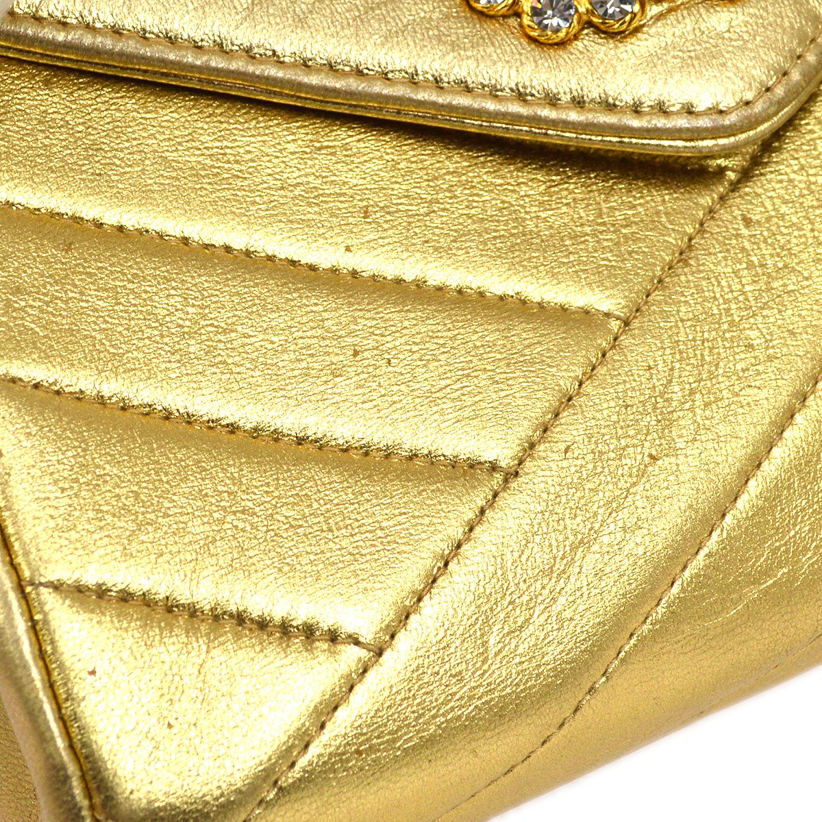 CHANEL 1991-1994 Christal & Gold CC Diagonal Evening Bag 06269