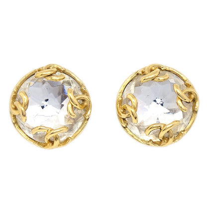 CHANEL 1995 Crystal CC Earrings Gold AK38389g