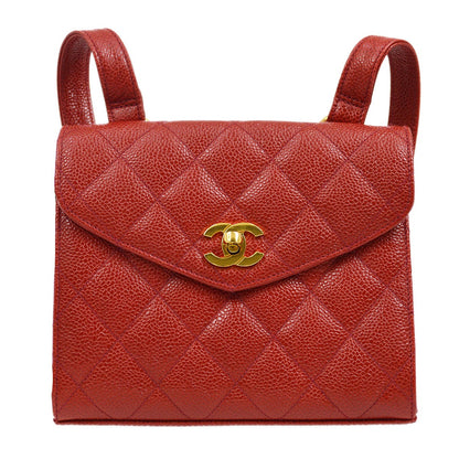 CHANEL 1991-1994 Red Caviar Shoulder Bag 21684