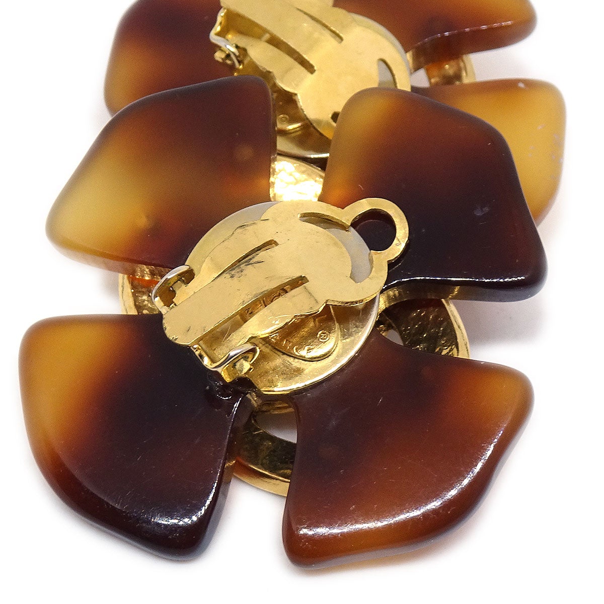 CHANEL 1994 Tortoiseshell Earrings Clip-On Brown 20628