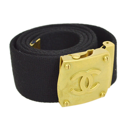 CHANEL 1994 GI Belt Black Gold #75 20654