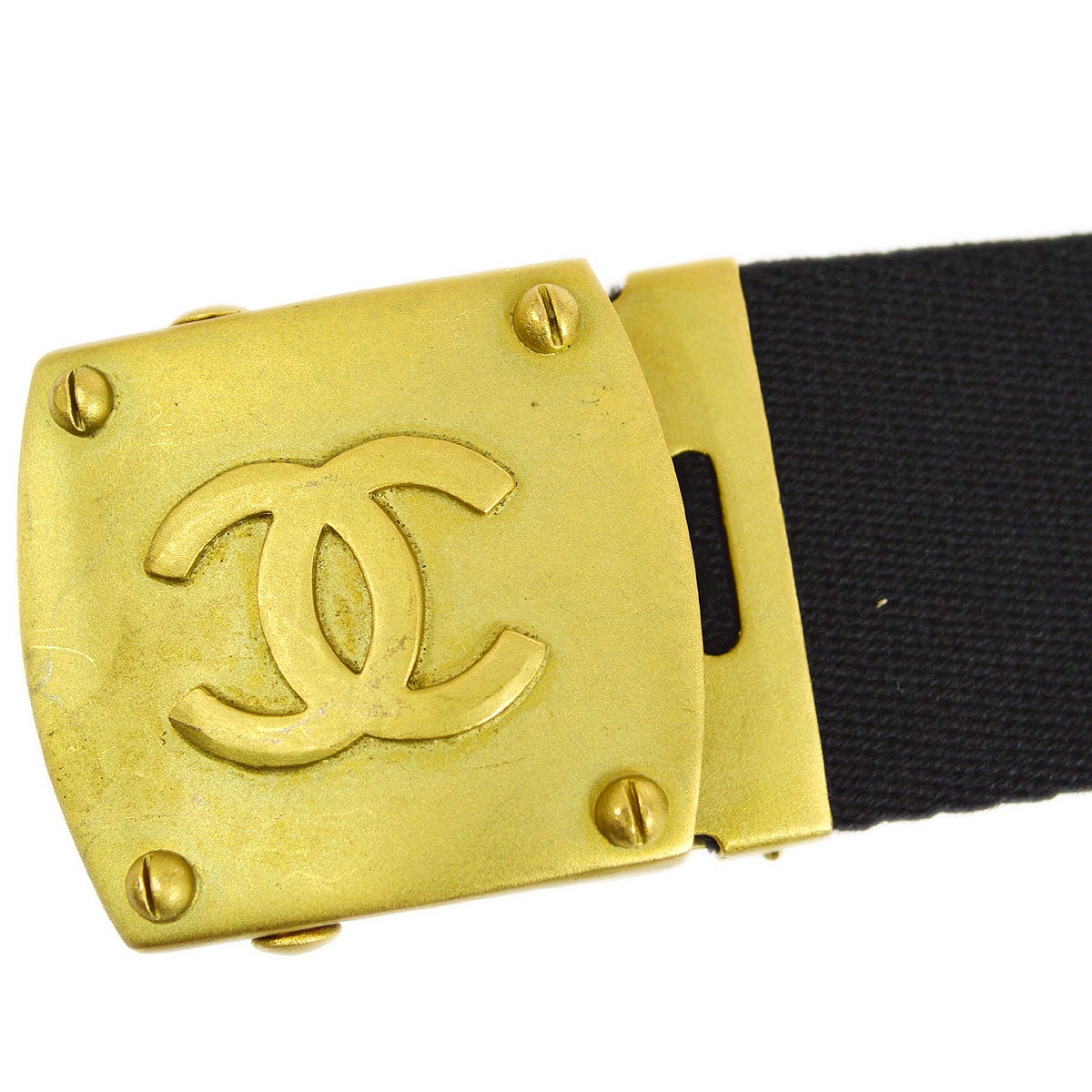 CHANEL 1994 GI Belt Black Gold #75 20654