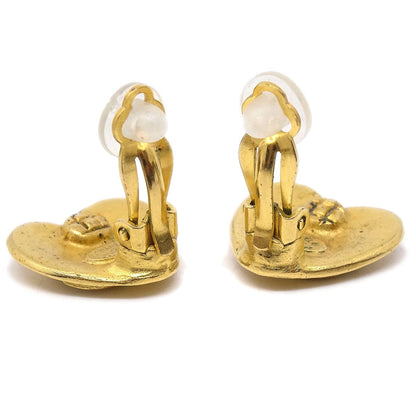 CHANEL 1995 Heart Earrings Clip-On Gold Small 95P 03195