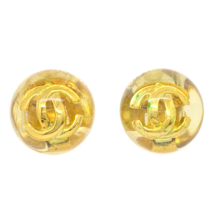 CHANEL 1990 Button Earrings Orange Clip-On 03199