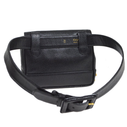 CHANEL 1991-1994 Black Caviar Triple CC Belt Bag #75 00721