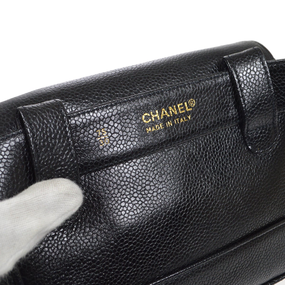 CHANEL 1991-1994 Black Caviar Triple CC Belt Bag #75 00721