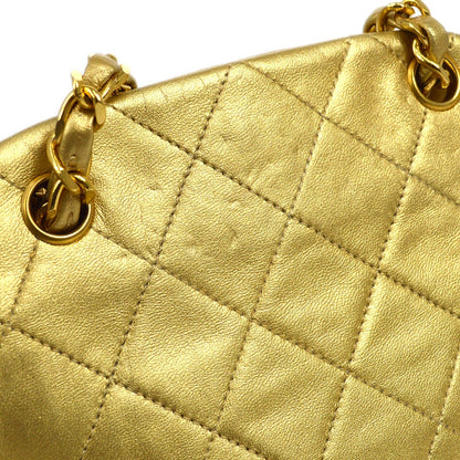 CHANEL 1989-1991 Gold Lambskin Chain Shoulder Bag GS01620j