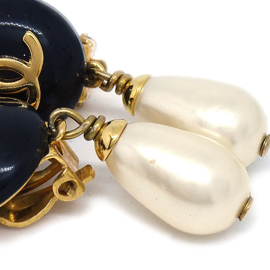 CHANEL 1996 Teardrop Pearl CC Dangle Earrings 43287