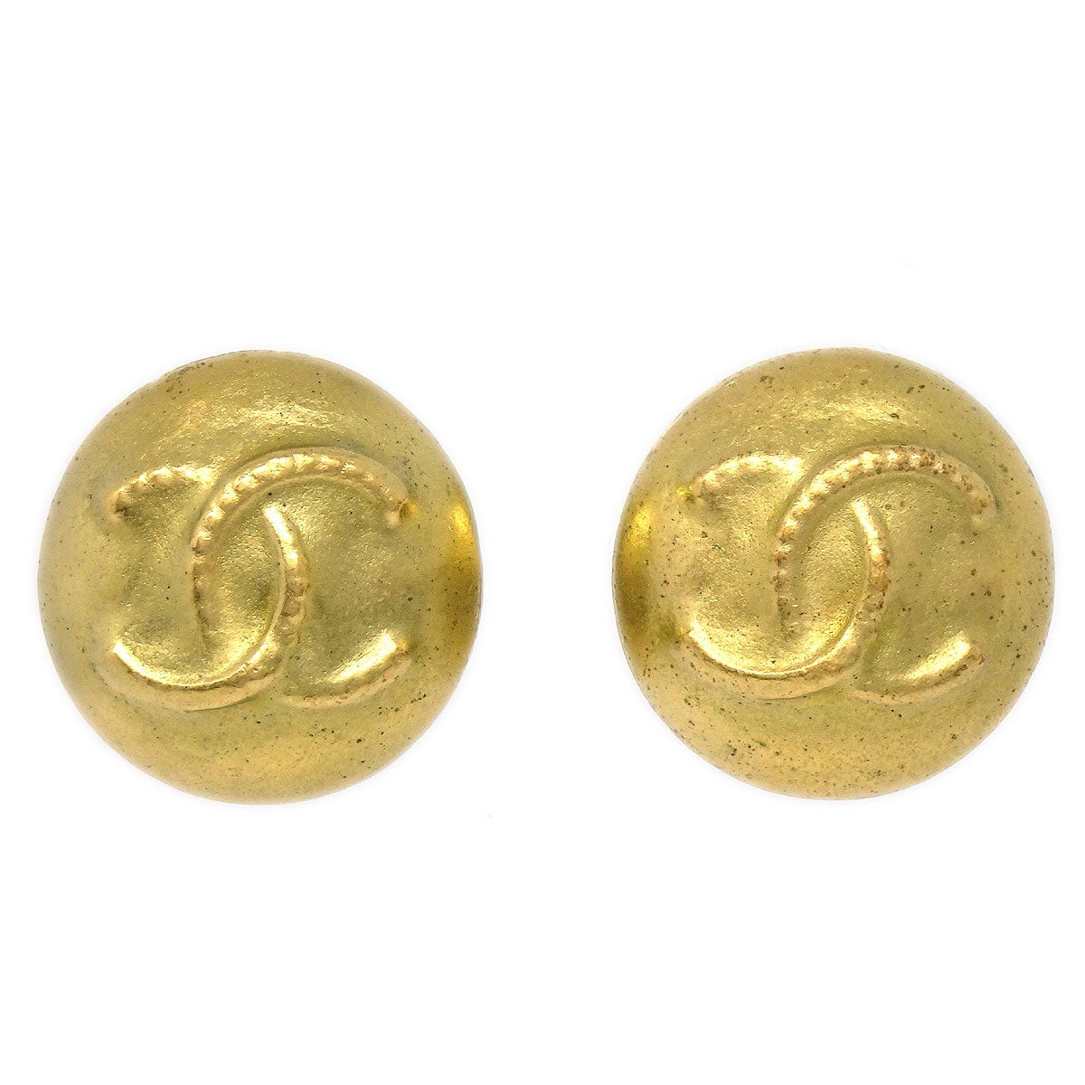 CHANEL Button Earrings Gold Clip-On 95C 00177