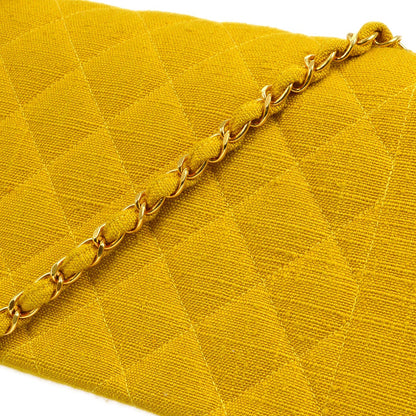 CHANEL 1991-1994 Diana Flap Medium Yellow Linen 51912