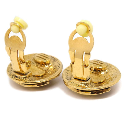 CHANEL 1994 Button Earrings Gold 02590