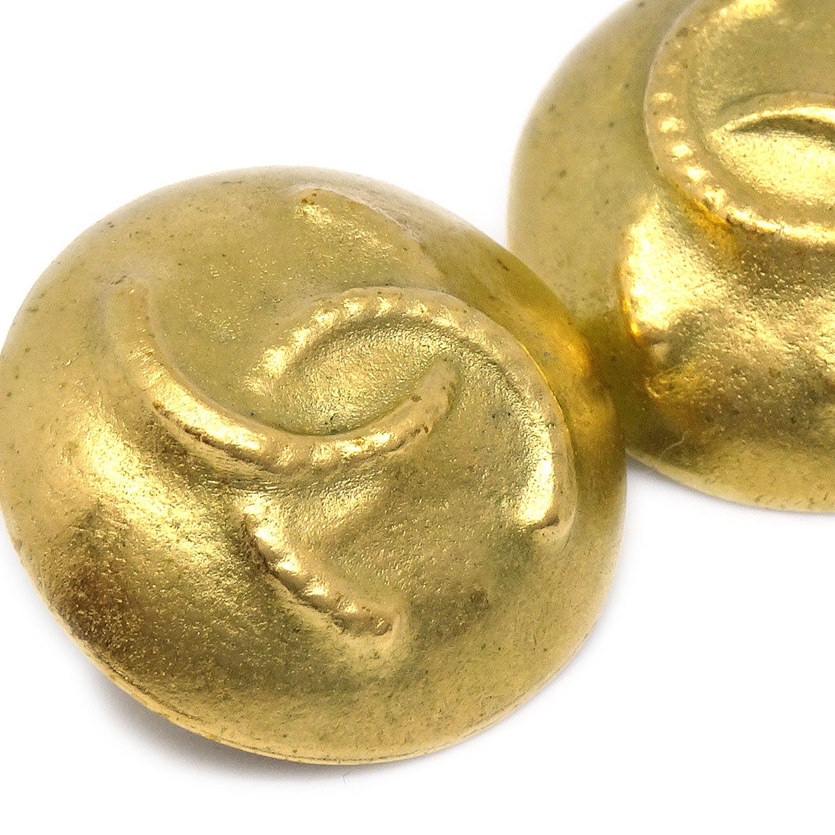 CHANEL Button Earrings Gold 95C 03720