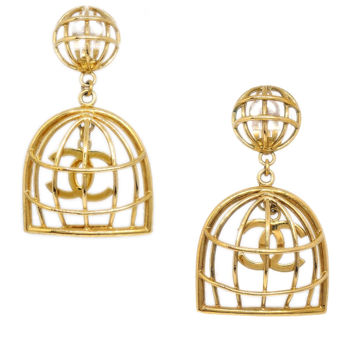 CHANEL 1994 Birdcage Earrings Gold 29 22022