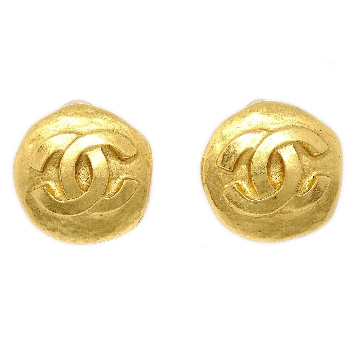 CHANEL 1995 Button Earrings Gold NR14053e