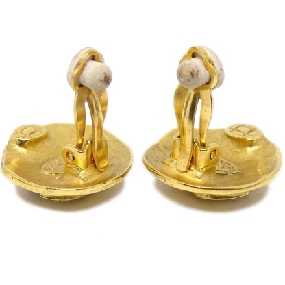 CHANEL 1995 Button Earrings Gold NR14053e