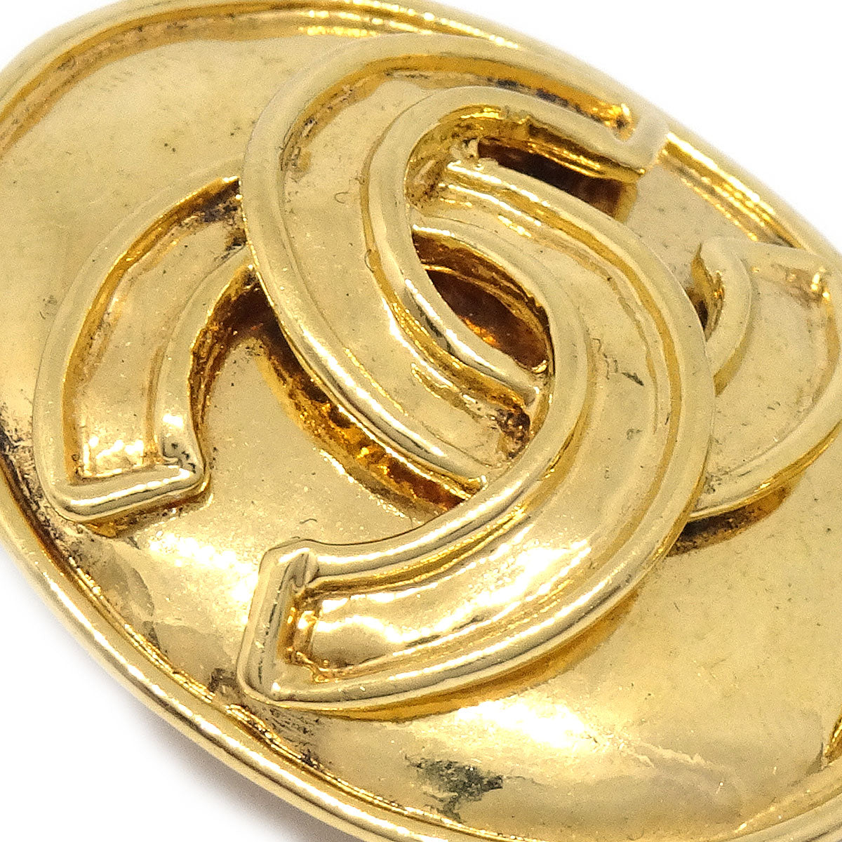 CHANEL 1994 Oval Earrings Gold Small 52012